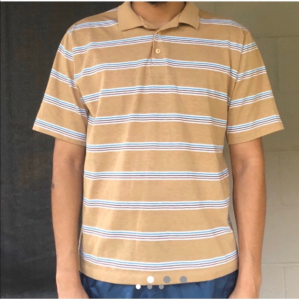vintage 70’s striped button up polo shirt